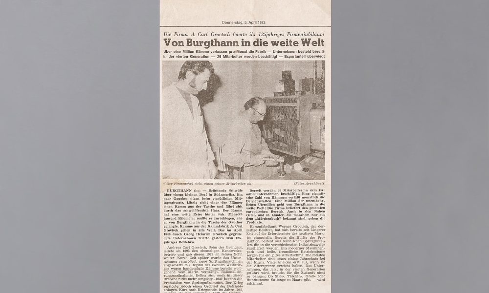 125-jähriges Jubiläum - Zeitungsartikel zum Jubiläum 1973