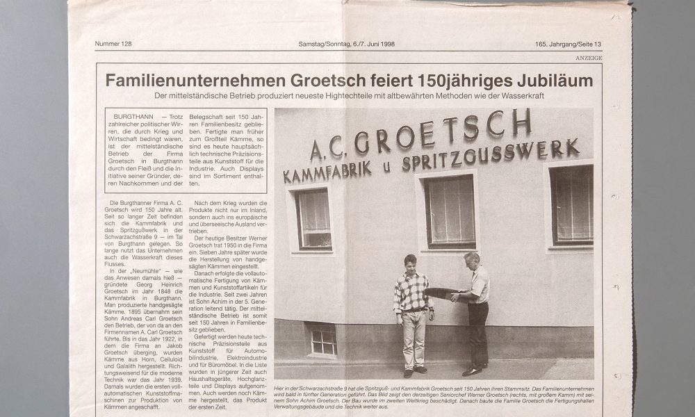 150 jähriges Jubiläum - Zeitungsartikel 1998